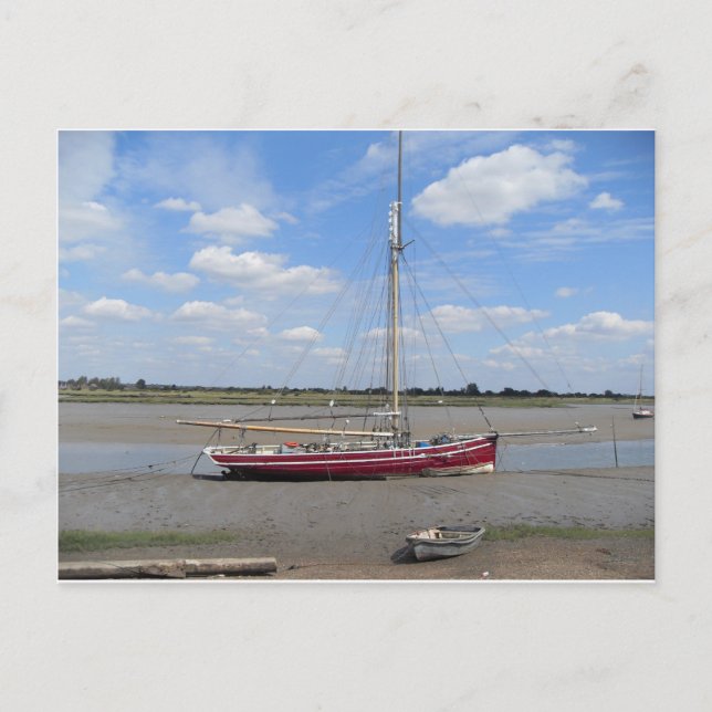 Postal Barco de vela rojo (Anverso)