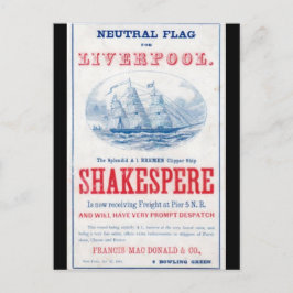 Postal Barco de vela Shakespere Clipper 1861