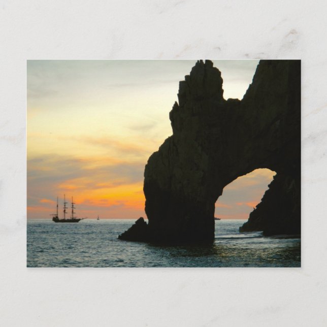 Postal Barco de vela tradicional al atardecer, Arcos de C (Anverso)