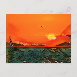 Postal Barco de vela Ukiyo-e