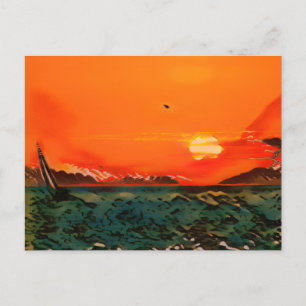 Postal Barco de vela Ukiyo-e