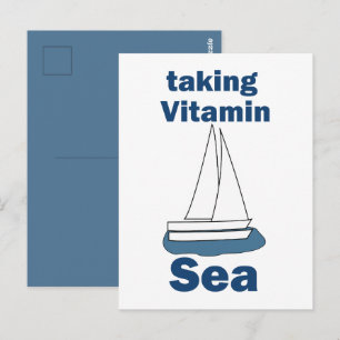 Postal Barco de vela Vitamina Mar Cita divertida náutica