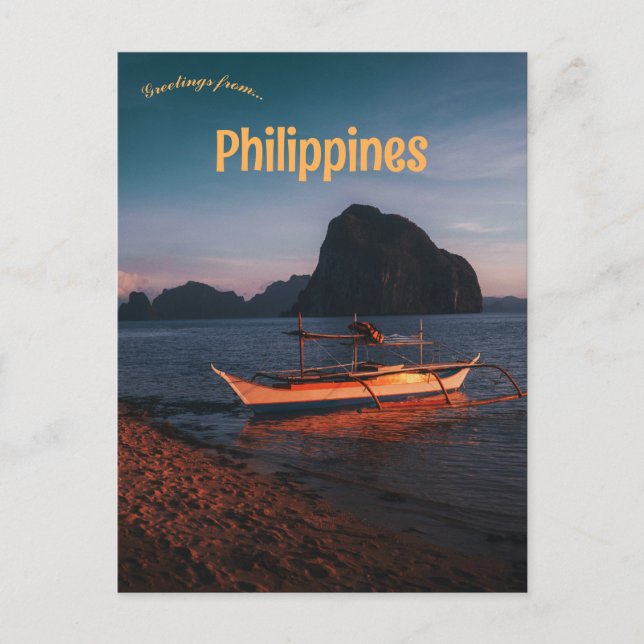 Postal Barco en El Nido Palawan Filipinas (Anverso)