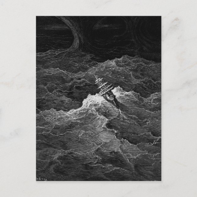 Postal Barco en un mar tormentoso (Anverso)