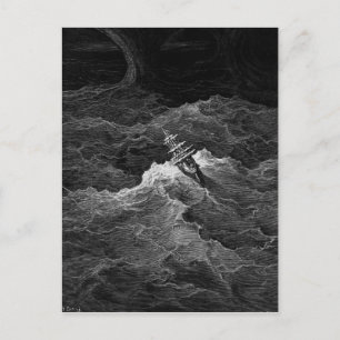 Postal Barco en un mar tormentoso