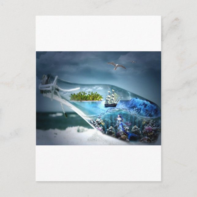 Postal Barco en una botella (Anverso)