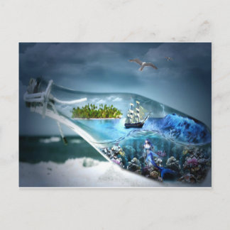 Postal Barco en una botella