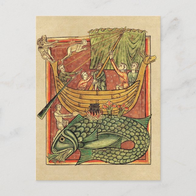Postal Barco naufragado en una ballena (Anverso)