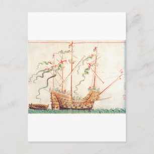 Postal Barco naval medieval