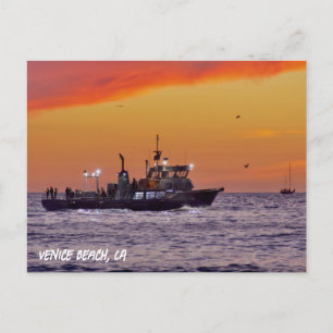 Postal Barco pesquero al atardecer - Venice Beach, Califo