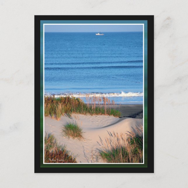 Postal Barco pesquero cerca del horizonte