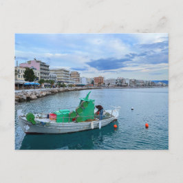 Postal Barco Pesquero En El Puerto Corinto De Grecia