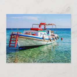 Postal Barco pesquero en la playa super paradise.