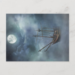 Postal Barco pirata en niebla