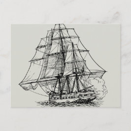 Postal Barco pirata nautical blanco simple