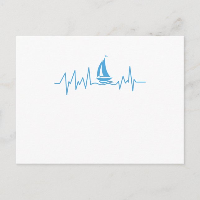 Postal Barco Regalo de vela Heartbeat Funny Barco de vela (Anverso)