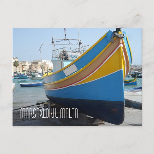 Postal Barco tradicional de pesca a rayas Marsaxlokk Malt (Anverso)