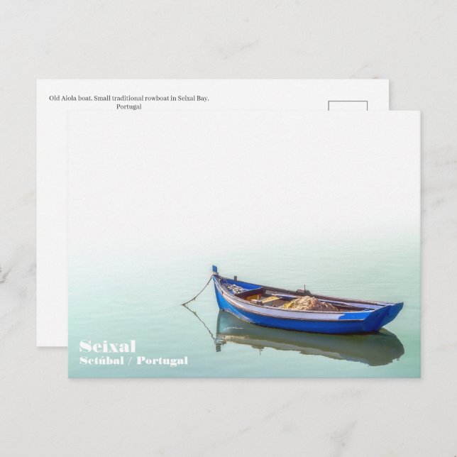 Postal Barco viejo de Aiola. Pequeño bote de remos en la  (Anverso / Reverso)