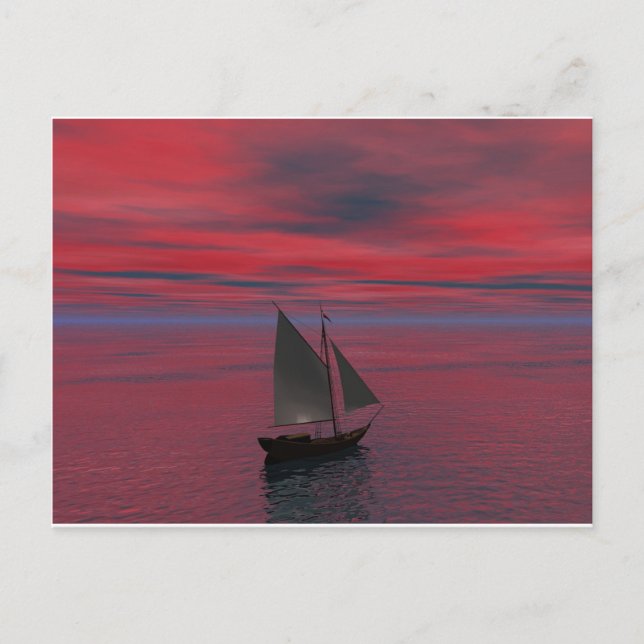 Postal Barco y atardecer (Anverso)