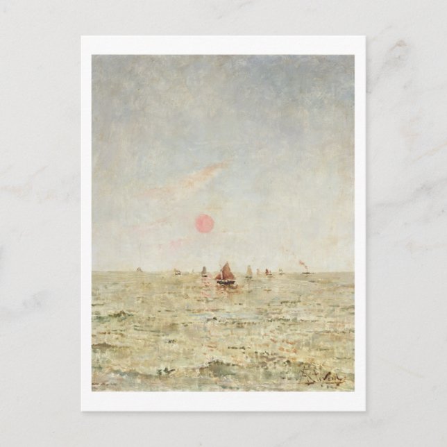 Postal Barcos al amanecer (aceite en el panel) (Anverso)