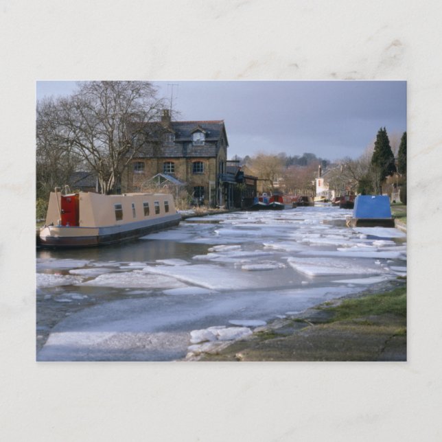 Postal Barcos de canal en invierno (Anverso)