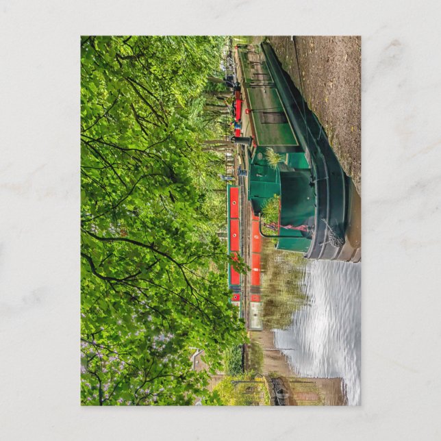 Postal Barcos de canal en la cuenca del canal Uppermill,  (Anverso)