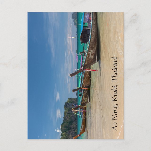 Postal Barcos de cola larga en la playa de Ao Nang, Krabi (Anverso)