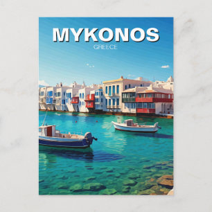 Postal Barcos de las islas griegas Mykonos
