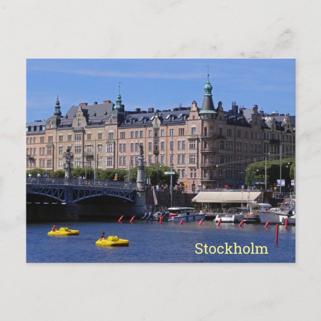 Postal Barcos de pedales en un día de verano en Estocolmo (Anverso)