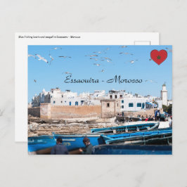 Postal Barcos de pesca azul en Essaouira - Marruecos
