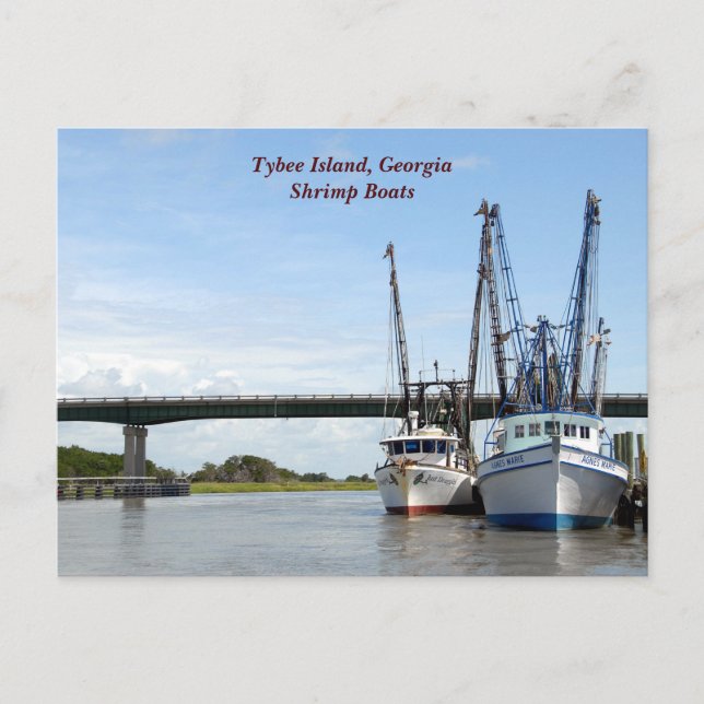 Postal Barcos de pesca de la isla Tybee Georgia (Anverso)