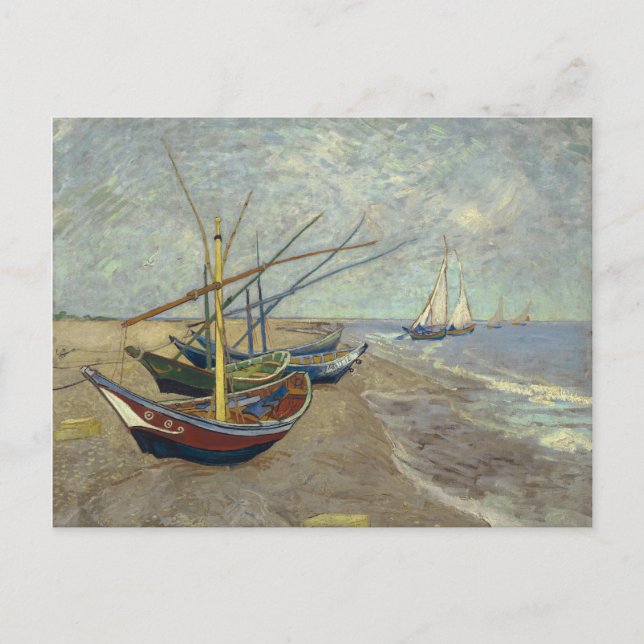 Postal Barcos de pesca en la playa (Anverso)