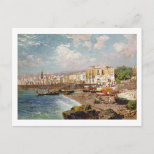 Postal Barcos de pesca en la playa de Marinella, Nápoles 