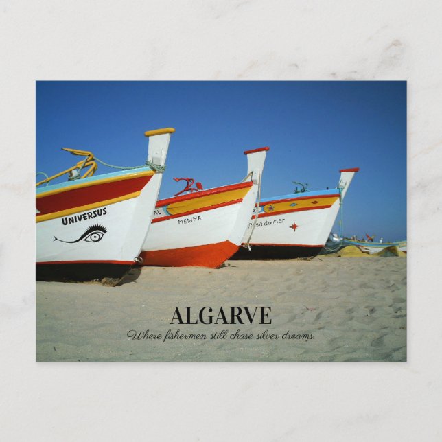 Postal Barcos de Pesca en la Playa del Algarve Foto (Anverso)