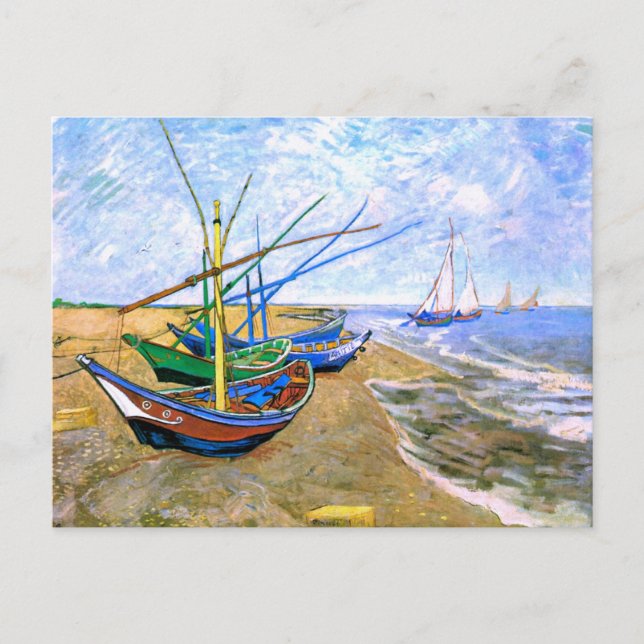 Postal Barcos de pesca Playa Saintes-Maries Van Gogh Fine (Anverso)