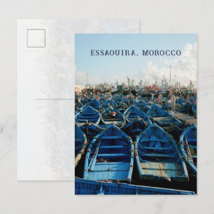 Postal Barcos de pescadores azules, Essaouira, Marruecos