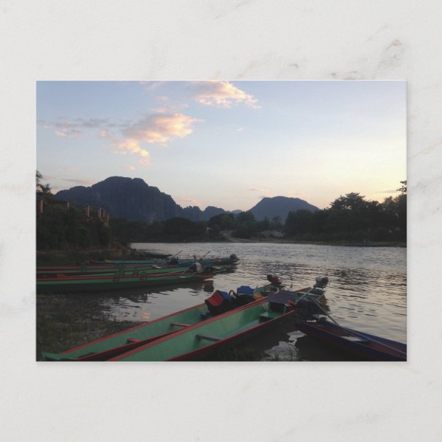 Postal Barcos de Vang Vieng (Anverso)