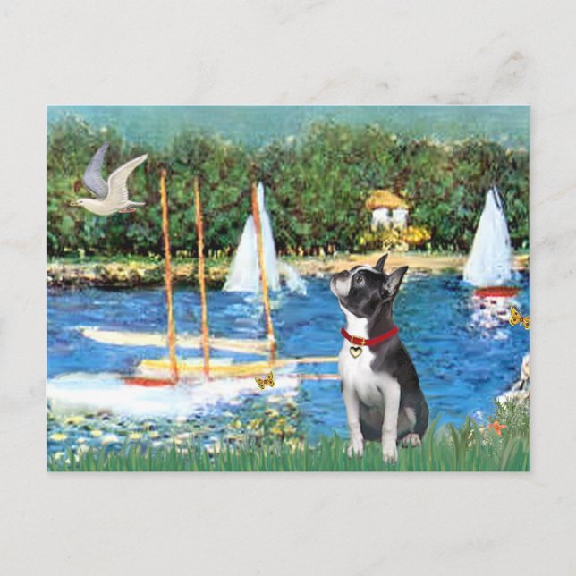 Postal Barcos de vela - Boston Terrier #@ (Anverso)