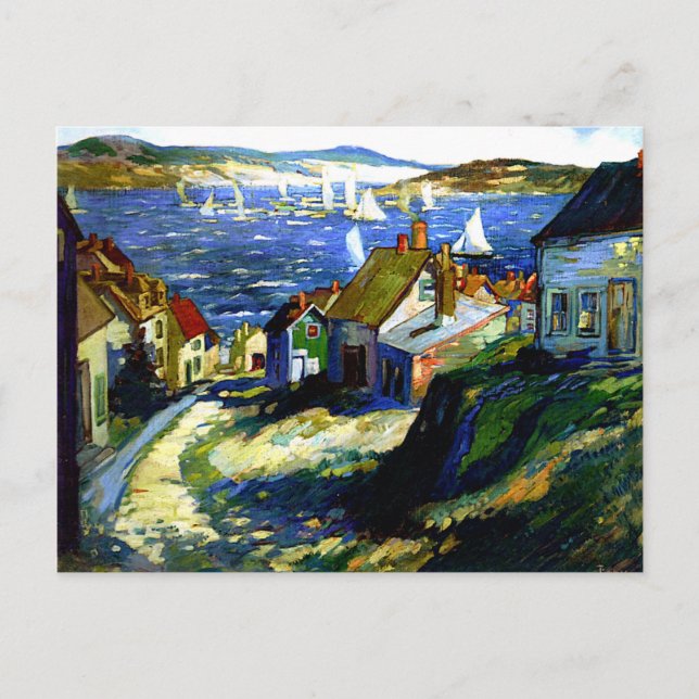 Postal Barcos de vela cerca del puerto, bellas pinturas d (Anverso)