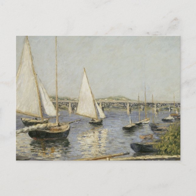 Postal Barcos de vela de Argenteuil por Gustave Caillebot (Anverso)