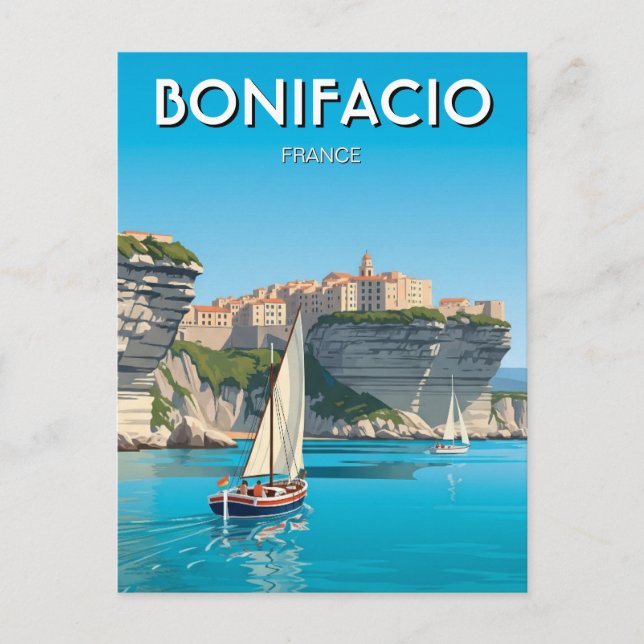 Postal Barcos de vela de Bonifacio Córcega Francia Viajes (Anverso)
