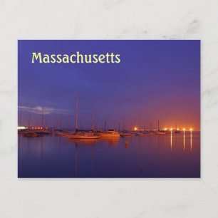 Postal barcos de vela de Massachusetts en marina al anoch