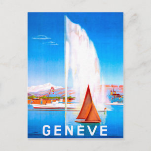 Postal Barcos de vela en el lago de Ginebra, Suiza, vinta