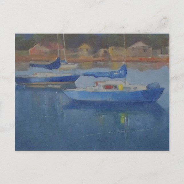 Postal Barcos de vela en el puerto azul (Anverso)