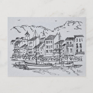 Postal Barcos de vela en el puerto   Cassis, Francia