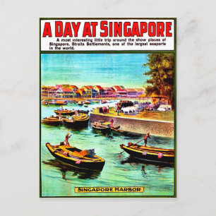 Postal Barcos de vela en el puerto de Singapur, viaje vin