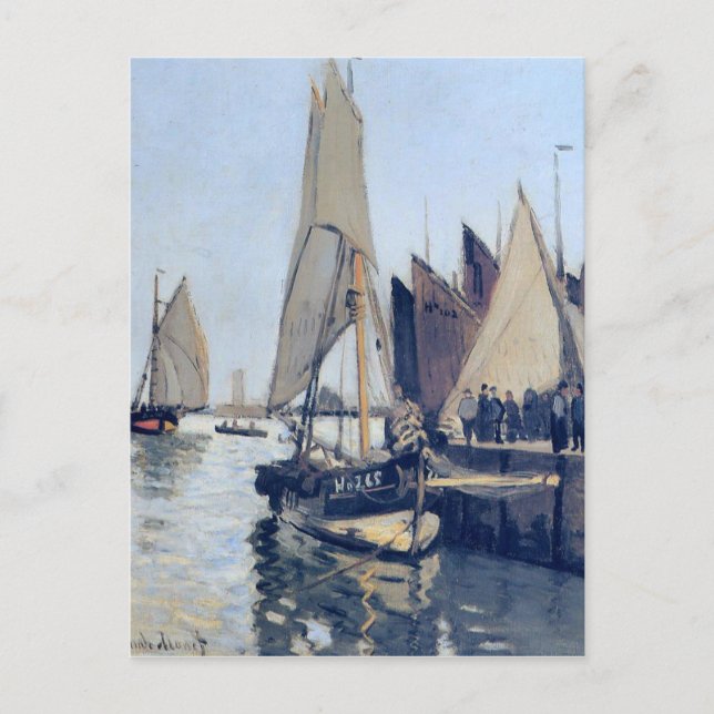 Postal Barcos de vela en Honfleur por Claude Monet (Anverso)