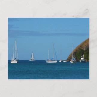 Postal Barcos de vela en la Bahía Blanco y Azul Náutico