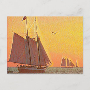 Postal Barcos de vela pintados