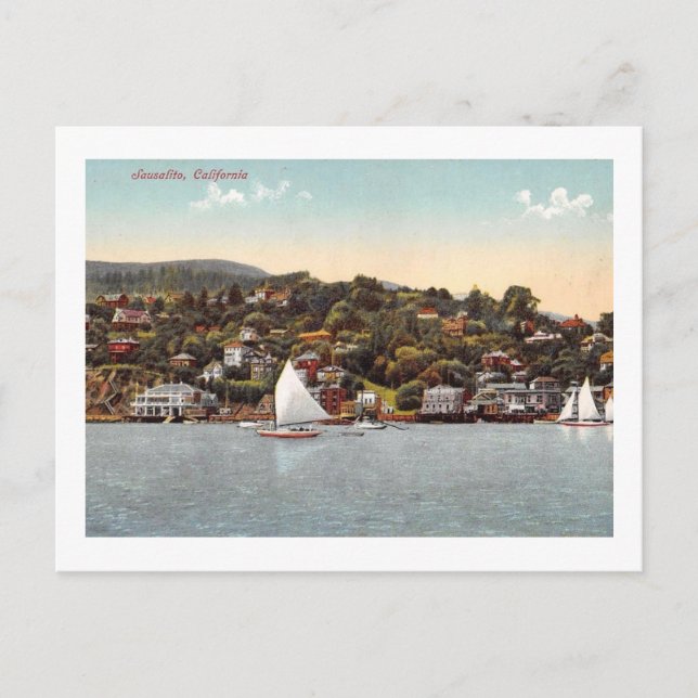 Postal Barcos de vela, Sausalito, California Vintage (Anverso)